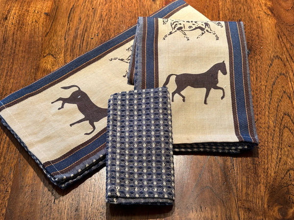 Kitchen towel with horse print - Denim blue