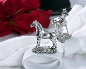 Noble Horse Pewter & Stoneware Napkin Ring
