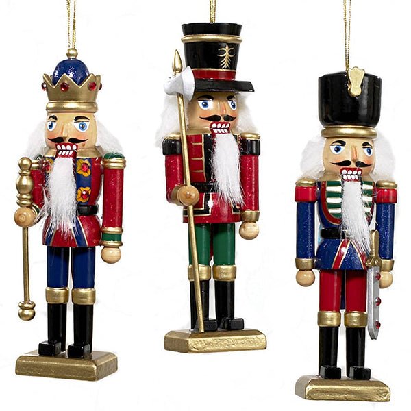 5" WOODEN NUTCRACKER ORNAMENT 3/ASSTD