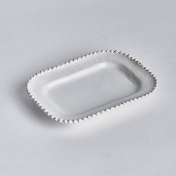 Mabel Rounded Square Serving Tray: White / Ceramic