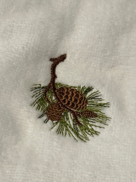 Embroidered Pine Cone Towels