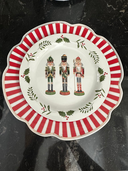 Josephine Red Stripes Fine Porcelain Dinner Plate