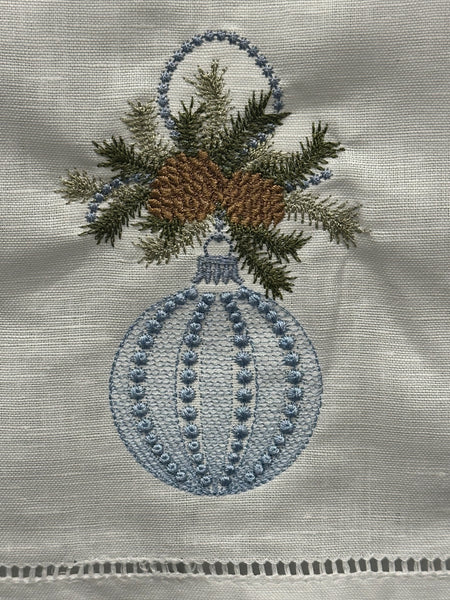 Linen Guest towel with ornament embroidery