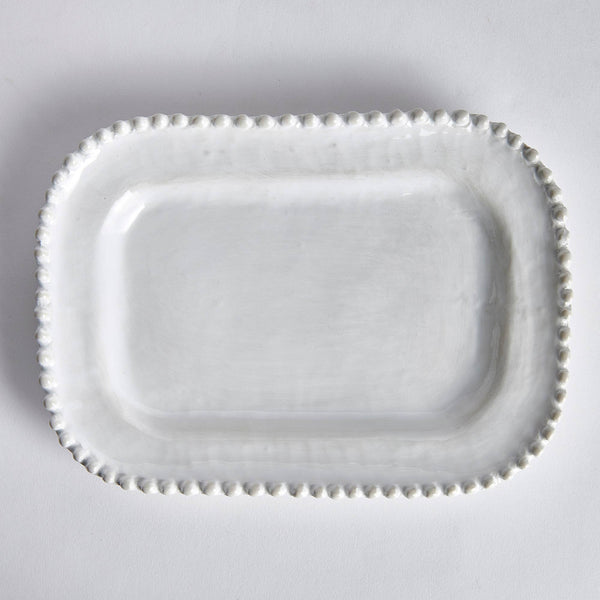 Mabel Rounded Square Serving Tray: White / Ceramic