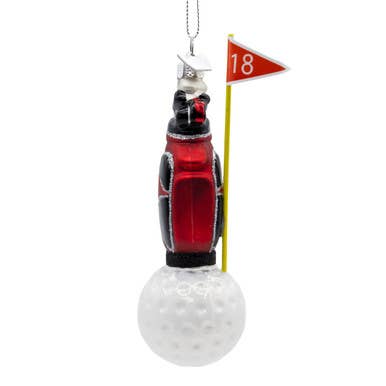Noble Gems, Glass Golf Bag On Golf Ball Ornament