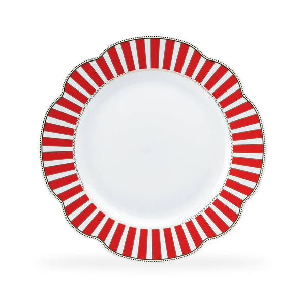 Josephine Red Stripes Fine Porcelain Dinner Plate