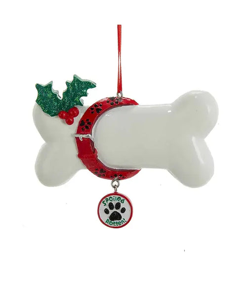 3.25" "SPOILED ROTTEN" DOG BONE ORNAMENT